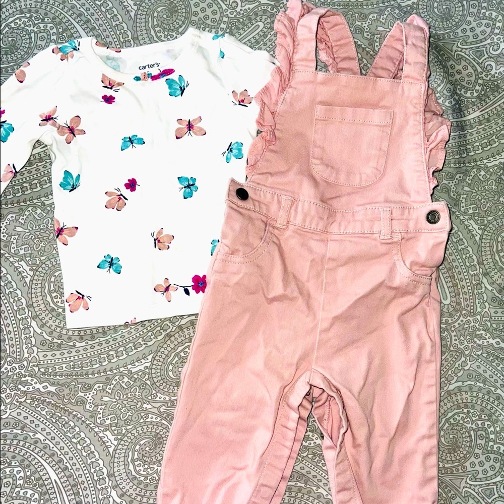 Carter’s overalls and long sleeve shirt set